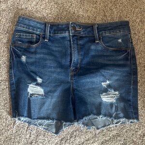 Old Navy Dark Blue Distressed Jean Shorts